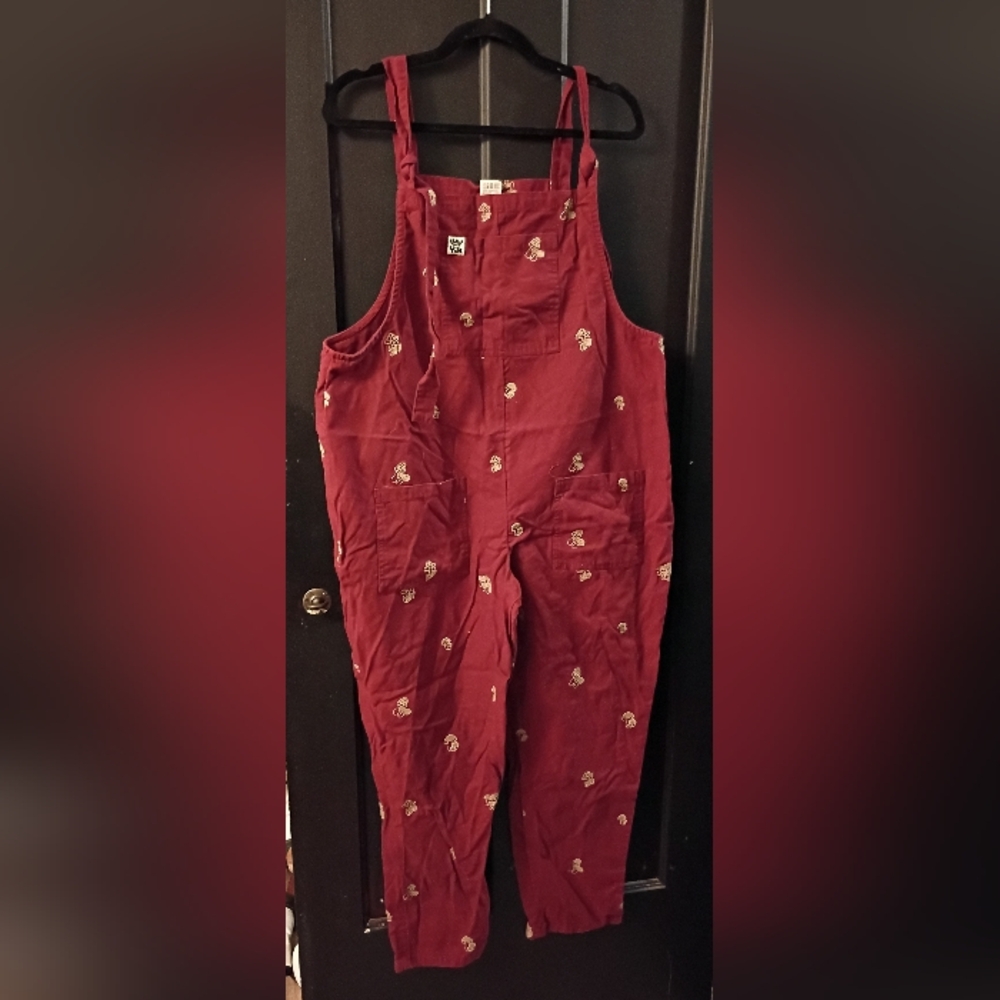 Lucy & Yak Burgundy Mushroom Overalls